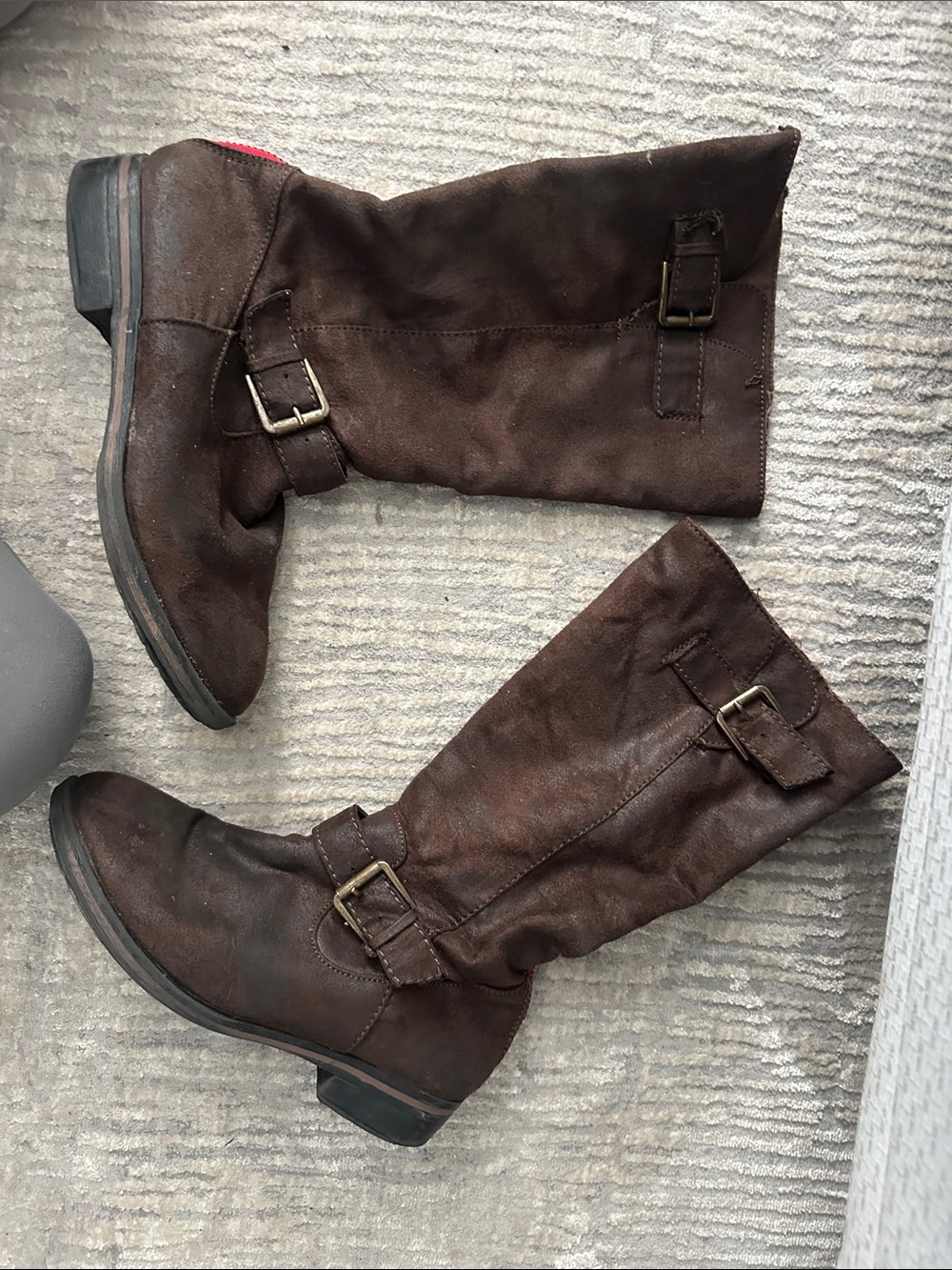 American Eagle Outfitters Dark Brown Suede Over-the-Knee Buckle Boots